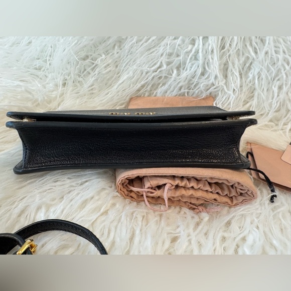 Miu Miu Madras Nero Black Leather Clutch Crossbody 5ZH044 - Picture 6 of 8